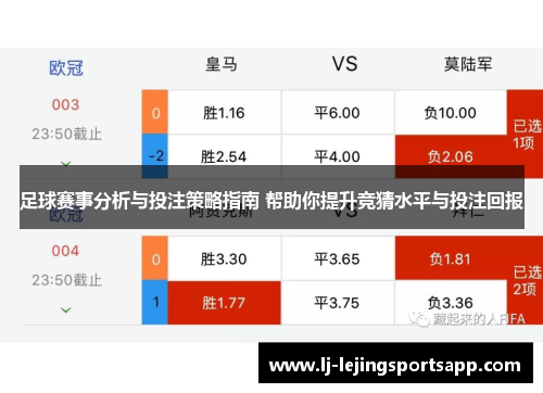 足球赛事分析与投注策略指南 帮助你提升竞猜水平与投注回报